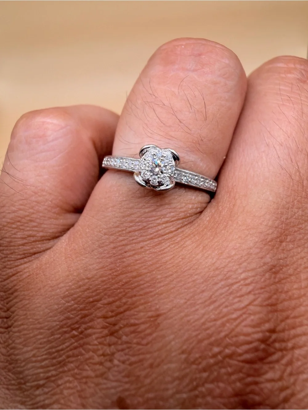 10k White Gold .35 Ctw Diamond Ring Size 7